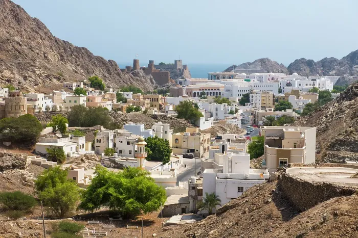 Framed Print : View of Old Muscat from the mountain road, Muttrah, Muscat Port, Sultanate of Oman, Arabian Peninsula Framed Print : View of Old Muscat from the mountain road, Muttrah, Muscat Port, Sultanate of Oman, Arabian Peninsula