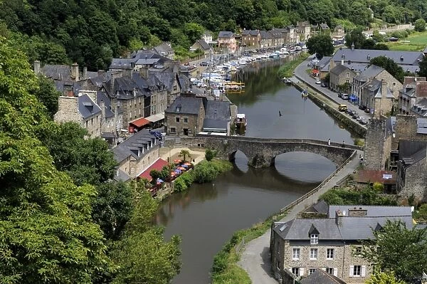 View of the old Port Dinan, Cotes-d Armor, Brittany (Bretagne), France, Europe