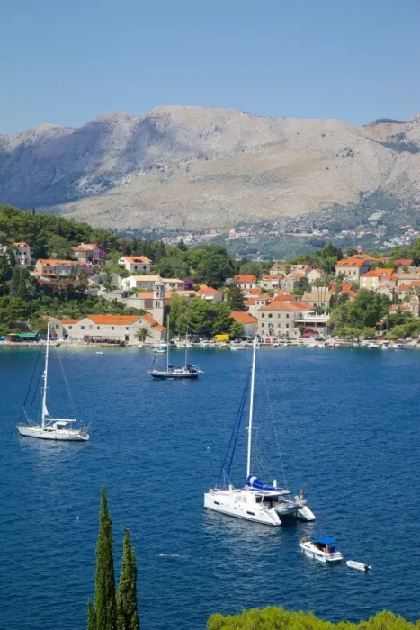 Framed Print : View of Old Town and Adriatic Coast, Cavtat, Dubrovnik Riviera, Dalmatian Coast, Dalmatia, Croatia, Europe Framed Print : View of Old Town and Adriatic Coast, Cavtat, Dubrovnik Riviera, Dalmatian Coast, Dalmatia, Croatia, Europe