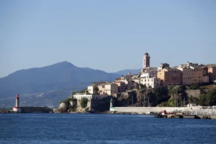 Framed Print : View of the old town, Bastia, Corsica, France, Mediterranean, Europe Framed Print : View of the old town, Bastia, Corsica, France, Mediterranean, Europe