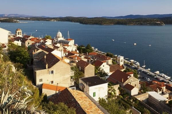 View of the old town and Cathedral of St. Jacob (Cathedral of St. James), UNESCO World Heritage Site, Sibenik, Dalmatia, Croatia, Europe
