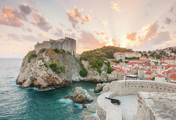 View of the old town from the city walls, UNESCO World Heritage Site, Dubrovnik, Croatia