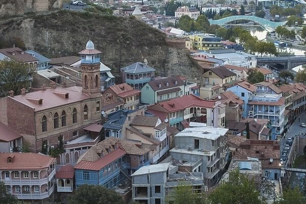 View of Old town and Narikala Fortress, Tbilisi, Georgia, Caucasus, Central Asia, Asia