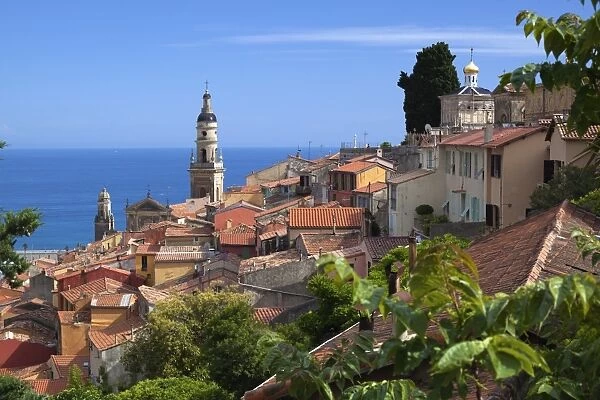 View over old town and port, Menton, Provence-Alpes-Cote d Azur, Provence, France, Mediterranean, Europe