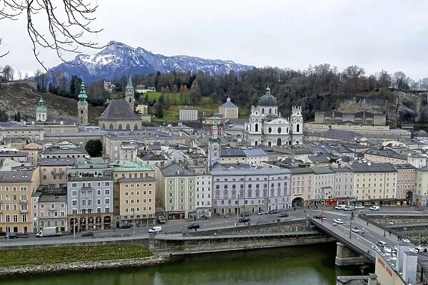 View towards the old town, Salzburg, Austria, Europe
