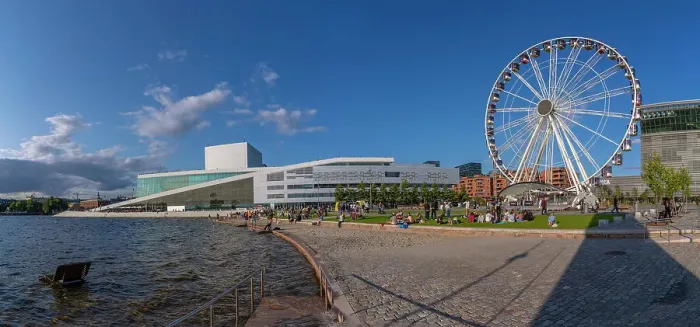 Framed Print : View of Opera Beach, ferris wheel and Opera House on a sunny day, Oslo, Norway, Scandinavia, Europe Framed Print : View of Opera Beach, ferris wheel and Opera House on a sunny day, Oslo, Norway, Scandinavia, Europe