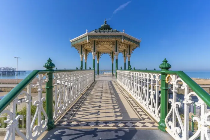 Framed Print : View of ornate bandstand on sea front, Brighton, East Sussex, England, United Kingdom Framed Print : View of ornate bandstand on sea front, Brighton, East Sussex, England, United Kingdom