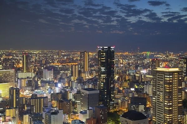 View of Osaka at dusk, Kansai, Japan, Asia