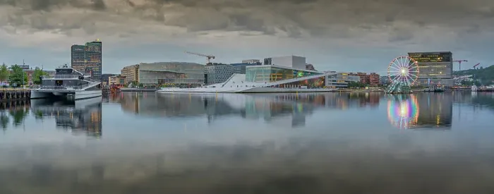 Framed Print : View of Oslo Opera House and Munch Museum reflecting in harbour on cloudy day, Oslo, Norway, Scandinavia, Europe Framed Print : View of Oslo Opera House and Munch Museum reflecting in harbour on cloudy day, Oslo, Norway, Scandinavia, Europe