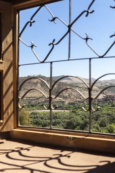A view of the Ourika Valley as glimpsed through the window of a traditional Berber house, Morocco, North Africa, Africa