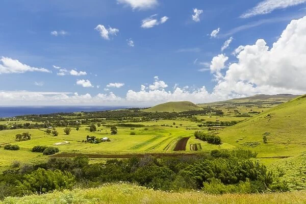 A view of the outskirts of Hanga Roa, Rapa Nui National Park, UNESCO World Heritage Site, Easter Island (Isla de Pascua), Chile, South America
