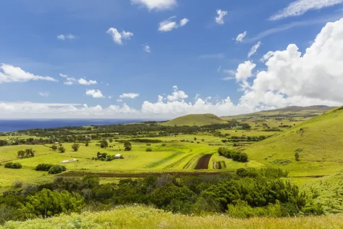 Framed Print : A view of the outskirts of Hanga Roa, Rapa Nui National Park, UNESCO World Heritage Site, Easter Island (Isla de Pascua), Chile, South America Framed Print : A view of the outskirts of Hanga Roa, Rapa Nui National Park, UNESCO World Heritage Site, Easter Island (Isla de Pascua), Chile, South America