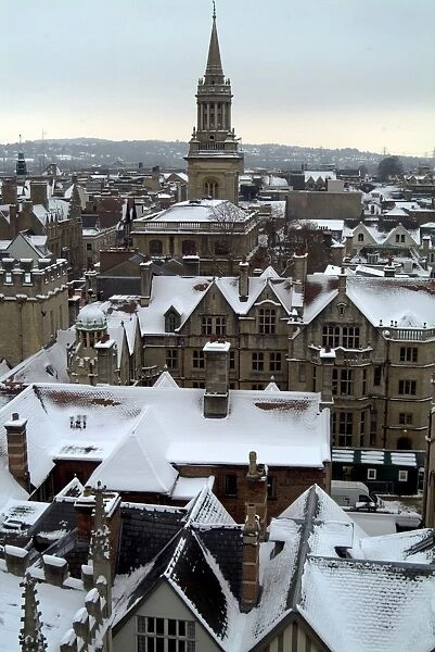 View of Oxford under a coating of snow, from the tower of St. Marys Church