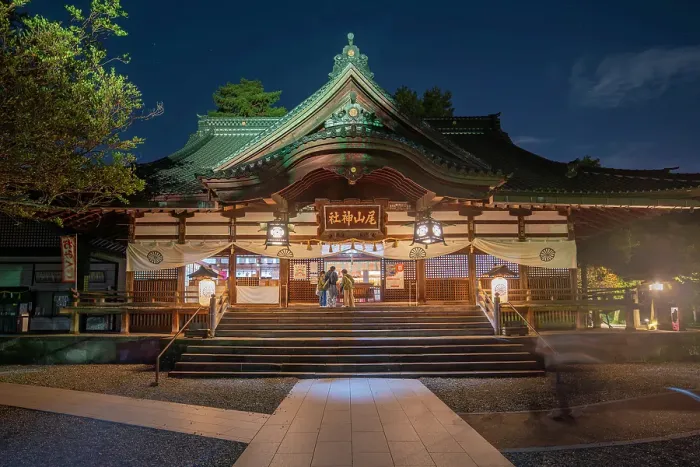 Framed Print : View of Oyama Shrine Shinmon Gate illuminated at dusk, Kanazawa City, Ishikawa Prefecture, Honshu, Japan Framed Print : View of Oyama Shrine Shinmon Gate illuminated at dusk, Kanazawa City, Ishikawa Prefecture, Honshu, Japan
