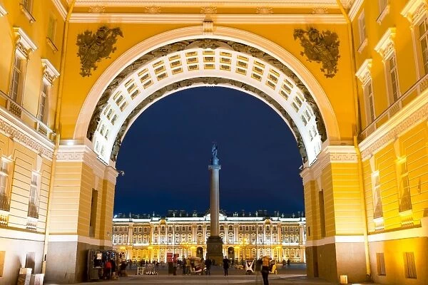 View of Palace Square, Alexander Column and the Winter Palace through the Triumphal