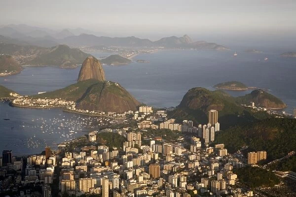 View of the Pao de Acucar (Sugar Loaf Mountain) and the Bay of Botafogo, Rio de Janeiro, Brazil, South America