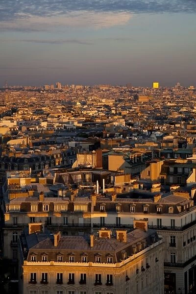View of Paris from the top of the Arc de Triomphe, Paris, France, Europe