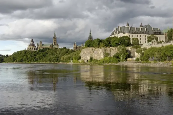 Framed Print : View over to Parliament Hill from the banks of the Ottawa river, Ottawa Framed Print : View over to Parliament Hill from the banks of the Ottawa river, Ottawa