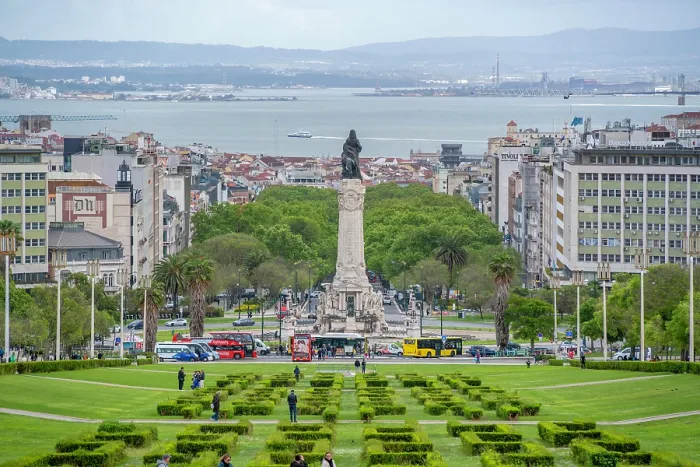Framed Print : View of Parque Eduardo VII and Marques De Pombal, Lisbon, Portugal, Europe