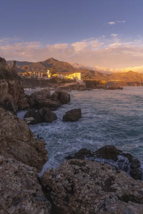 Framed Print : View of Parroquia El Salvador and coastline at sunset in Nerja, Nerja, Malaga Province, Andalucia, Spain, Mediterranean, Europe Framed Print : View of Parroquia El Salvador and coastline at sunset in Nerja, Nerja, Malaga Province, Andalucia, Spain, Mediterranean, Europe