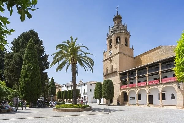 View of Parroquia Santa Maria la Mayor in Plaza Duquesa de Parcent, Ronda, Andalusia