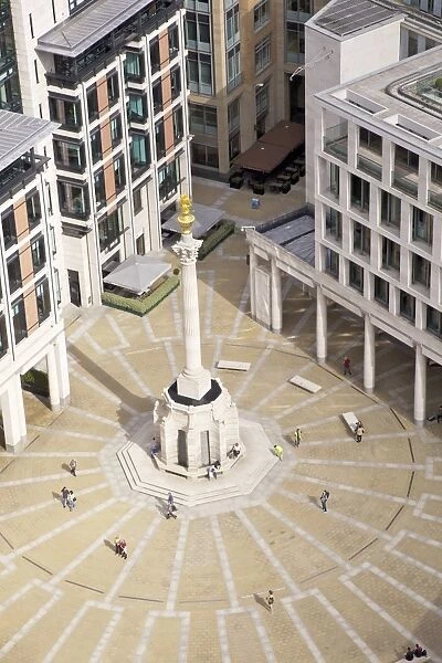 View of Paternoster Square and Column, taken from the Golden Gallery, St. Pauls Cathedral, City of London, London, England, United Kingdom, Europe