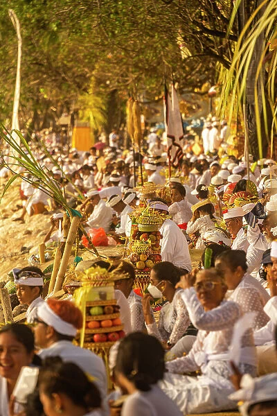View of people on Kuta Beach for Nyepi, Balinese New Year Celebrations, Kuta, Bali, Indonesia, South East Asia, Asia