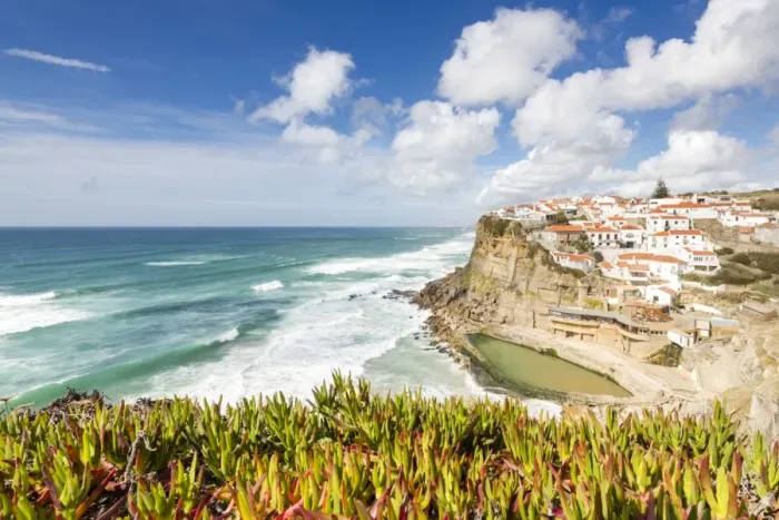Framed Print : Top view of the perched village of Azenhas do Mar surrounded by the Atlantic Ocean Framed Print : Top view of the perched village of Azenhas do Mar surrounded by the Atlantic Ocean