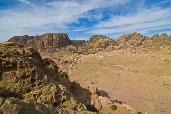 View over Petra, UNESCO World Heritage Site, Jordan, Middle East