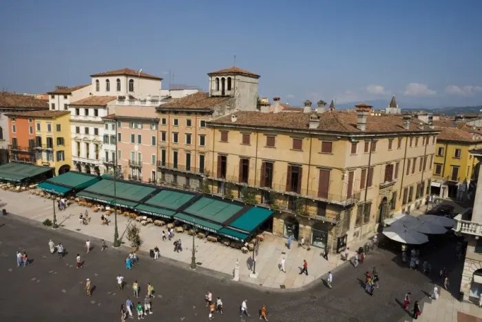 Framed Print : View of Piazza Bra from Roman Arena Framed Print : View of Piazza Bra from Roman Arena