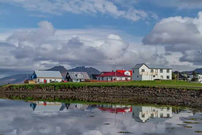 Framed Print : A view of picturesque Hofn i Hornafiroi along the remote southeastern coast of Iceland Framed Print : A view of picturesque Hofn i Hornafiroi along the remote southeastern coast of Iceland