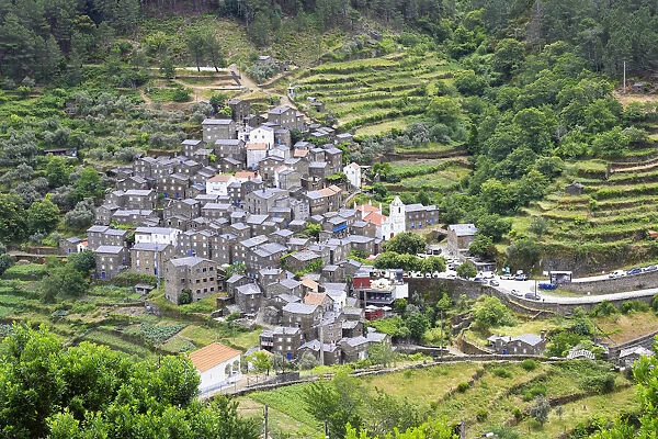 View over Piodao, schist medieval mountain village, Serra da Estrela, Beira Alta, Portugal, Europe