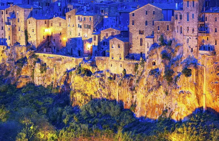 Framed Print : View towards Pitigliano at sunset, Grosseto, Tuscany, Italy Framed Print : View towards Pitigliano at sunset, Grosseto, Tuscany, Italy