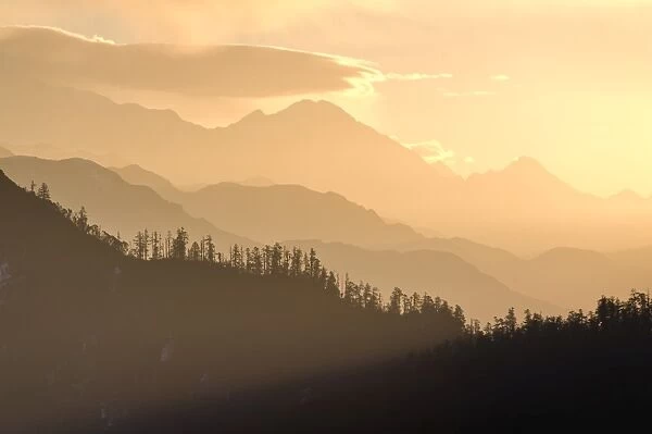 View from Poon Hilll at dawn, Ghorepani, Annapurna Himal, Nepal, Himalayas, Asia