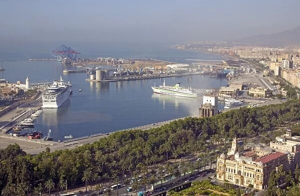 View of port with City Hall below right