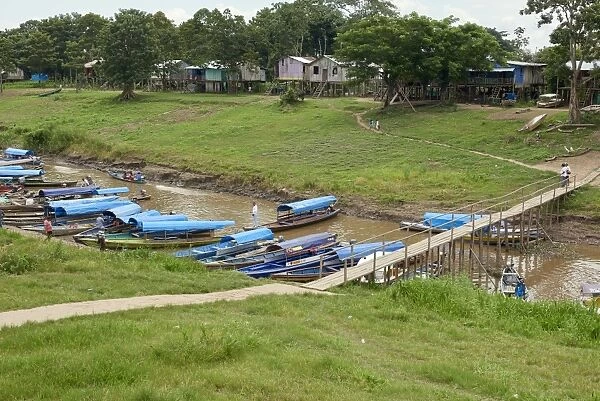 View over port of Leticia, where boats leave for local communities in the rainforest