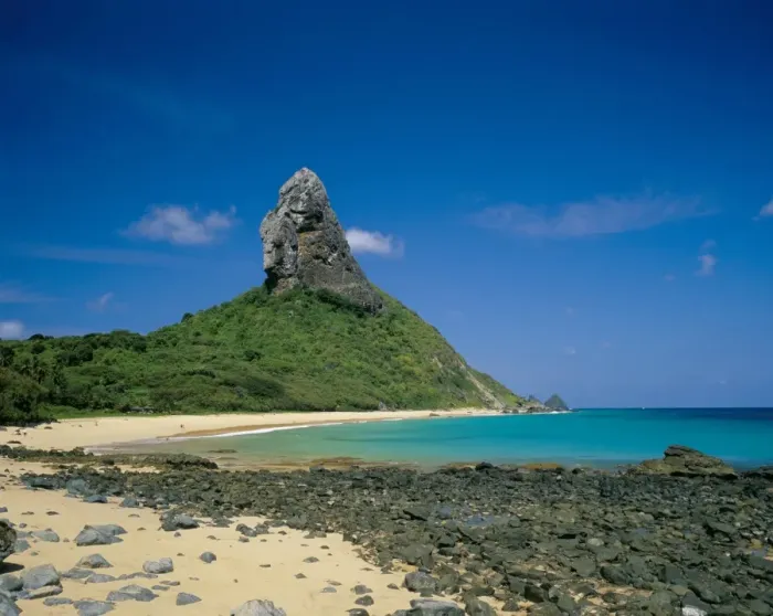 Framed Print : View of Praia do Conceicao beach and Morro do Pico in the background, Parque Nacional de Fernando de Norohna, Fernando de Noronha, Pernambuco, Brazil Framed Print : View of Praia do Conceicao beach and Morro do Pico in the background, Parque Nacional de Fernando de Norohna, Fernando de Noronha, Pernambuco, Brazil
