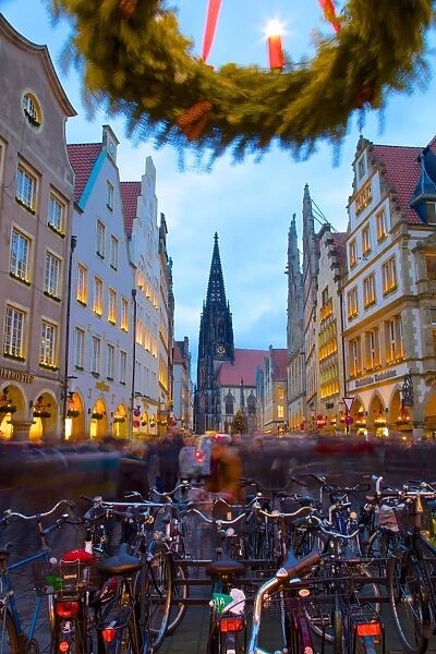 View of Prinzipalmarkt at Christmas, Munster, North Rhine-Westphalia, Germany, Europe