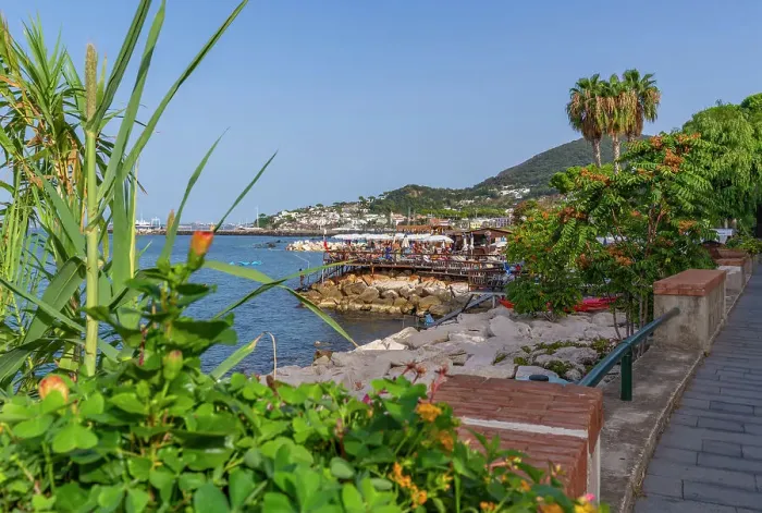 Framed Print : View of promenade in the town of Casamicciola Terme, Island of Ischia, Campania, Italy, Europe Framed Print : View of promenade in the town of Casamicciola Terme, Island of Ischia, Campania, Italy, Europe
