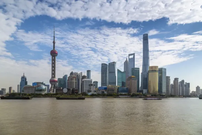 Framed Print : View of Pudong Skyline and Huangpu River from the Bund, Shanghai, China, Asia Framed Print : View of Pudong Skyline and Huangpu River from the Bund, Shanghai, China, Asia