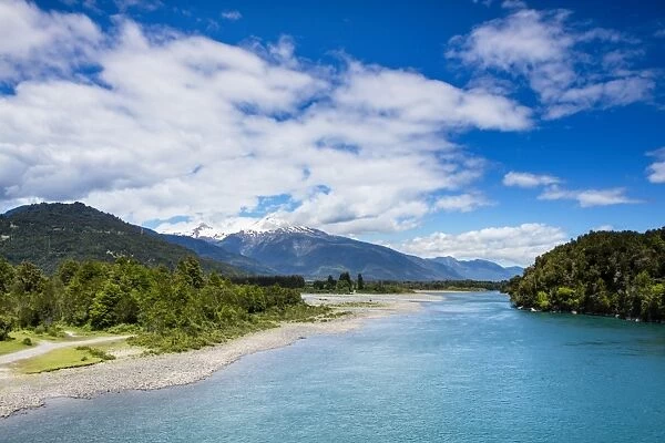 View of the Puelo River in Northern Patagonia, Chile, South America