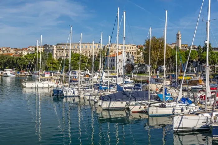 Framed Print : View of Pula Marina and Roman Arena (Amphitheatre), Pula, Istria County, Croatia Framed Print : View of Pula Marina and Roman Arena (Amphitheatre), Pula, Istria County, Croatia