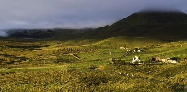 View of the Quiraing from Brogaig on the Isle of Skye, Inner Hebrides, Scotland, United Kingdom