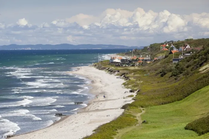 Framed Print : View over Rageleje Strand beach with Swedish coastline in distance, Rageleje, Kattegat Coast Framed Print : View over Rageleje Strand beach with Swedish coastline in distance, Rageleje, Kattegat Coast