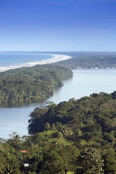 View of rainforest, beach and rivers in Tortuguero National Park, Limon, Costa Rica