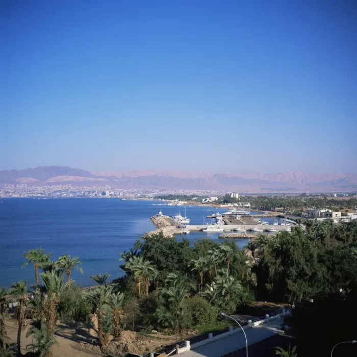 Framed Print : View over Red Sea resort marina and beach hotels towards Framed Print : View over Red Sea resort marina and beach hotels towards