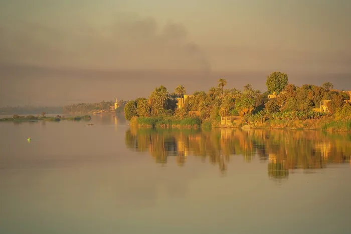 Framed Print : View of reflections in the Nile River at dawn at Al Daba Eya near Luxor, Luxor, Egypt, Africa Framed Print : View of reflections in the Nile River at dawn at Al Daba Eya near Luxor, Luxor, Egypt, Africa