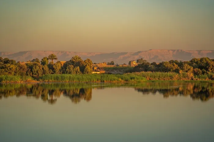 Framed Print : View of reflections in the Nile River at dawn at Al Daba Eya near Luxor, Luxor, Egypt, Africa Framed Print : View of reflections in the Nile River at dawn at Al Daba Eya near Luxor, Luxor, Egypt, Africa