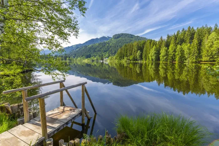 Framed Print : View of reflections in Schwarzsee, Kitzbuhel, Austrian Tyrol, Austria, Europe Framed Print : View of reflections in Schwarzsee, Kitzbuhel, Austrian Tyrol, Austria, Europe
