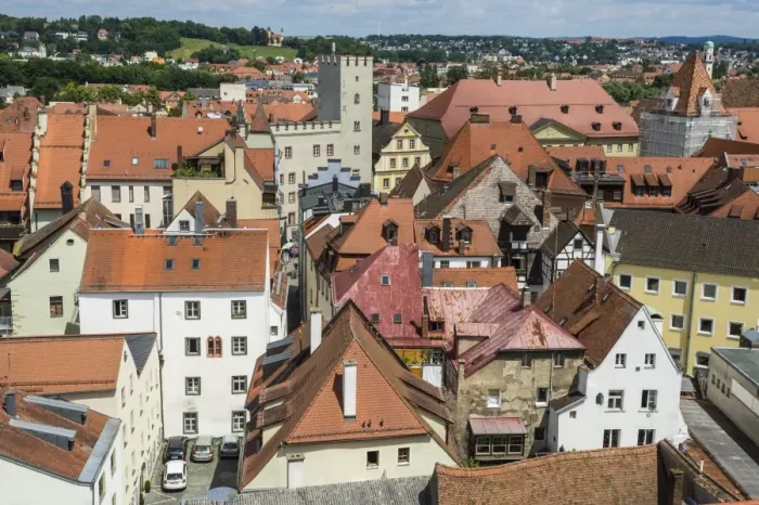 Framed Print : View over Regensburg from the tower of the Church of the Holy Trinity, Regensburg Framed Print : View over Regensburg from the tower of the Church of the Holy Trinity, Regensburg